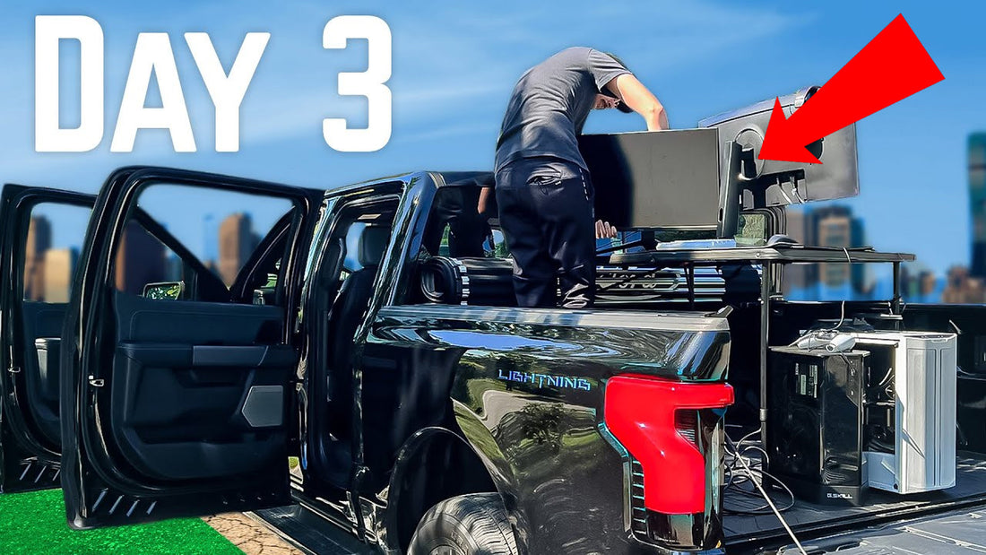 LAN PARTY with the PXC348C on the back of an EV Truck