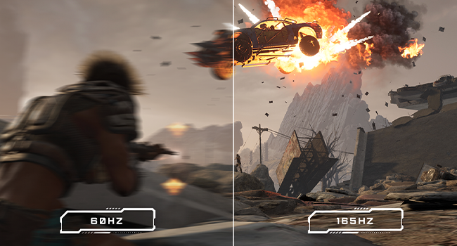 Left half of the image shows ghosting on monitors an the right side of the image shows no ghosting on playing game 