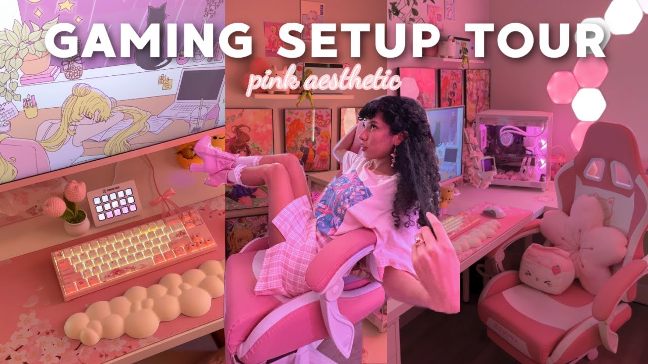 PINK PC SETUP TOUR | welcome to my pink gaming room 🌸🎀 – Pixio