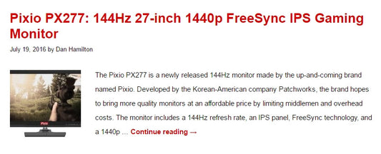PX277 Review by 120hzmonitors.com