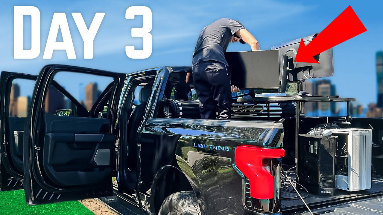 LAN PARTY with the PXC348C on the back of an EV Truck