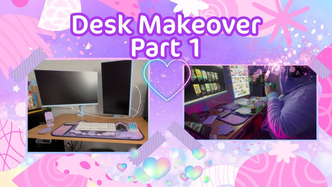 Desk Makeover Part 1 | Pastel Paradise! ft Pixio monitors and arms in Wave Blue | mai nichi peach