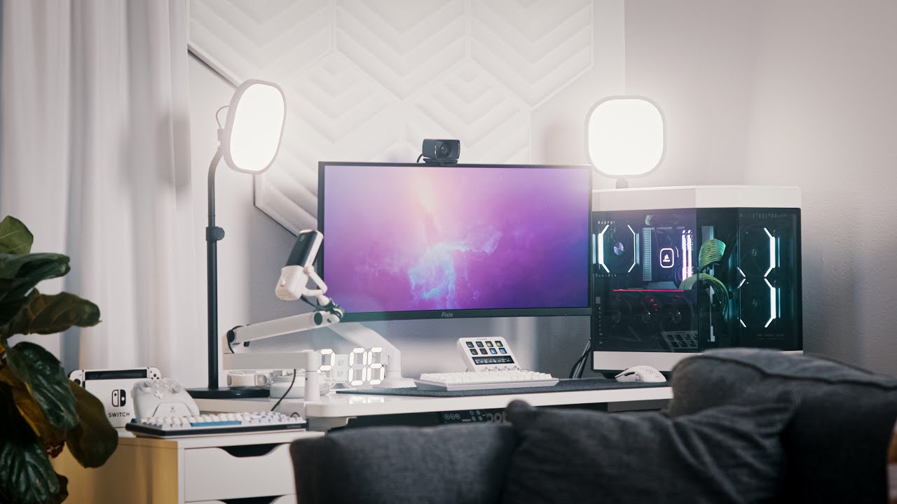 Building A Modern White Living Room Desk Setup