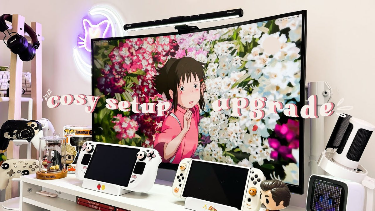 cosy setup upgrade 💖 Pixio PXC327 Advanced & Quntis Monitor Lightbar unboxing + gameplay ~