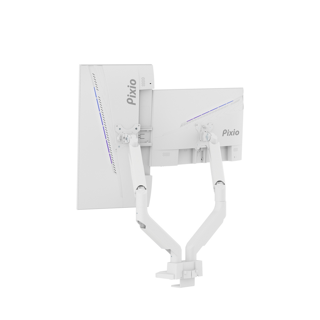 PS2D White Dual Monitor Arm Mount