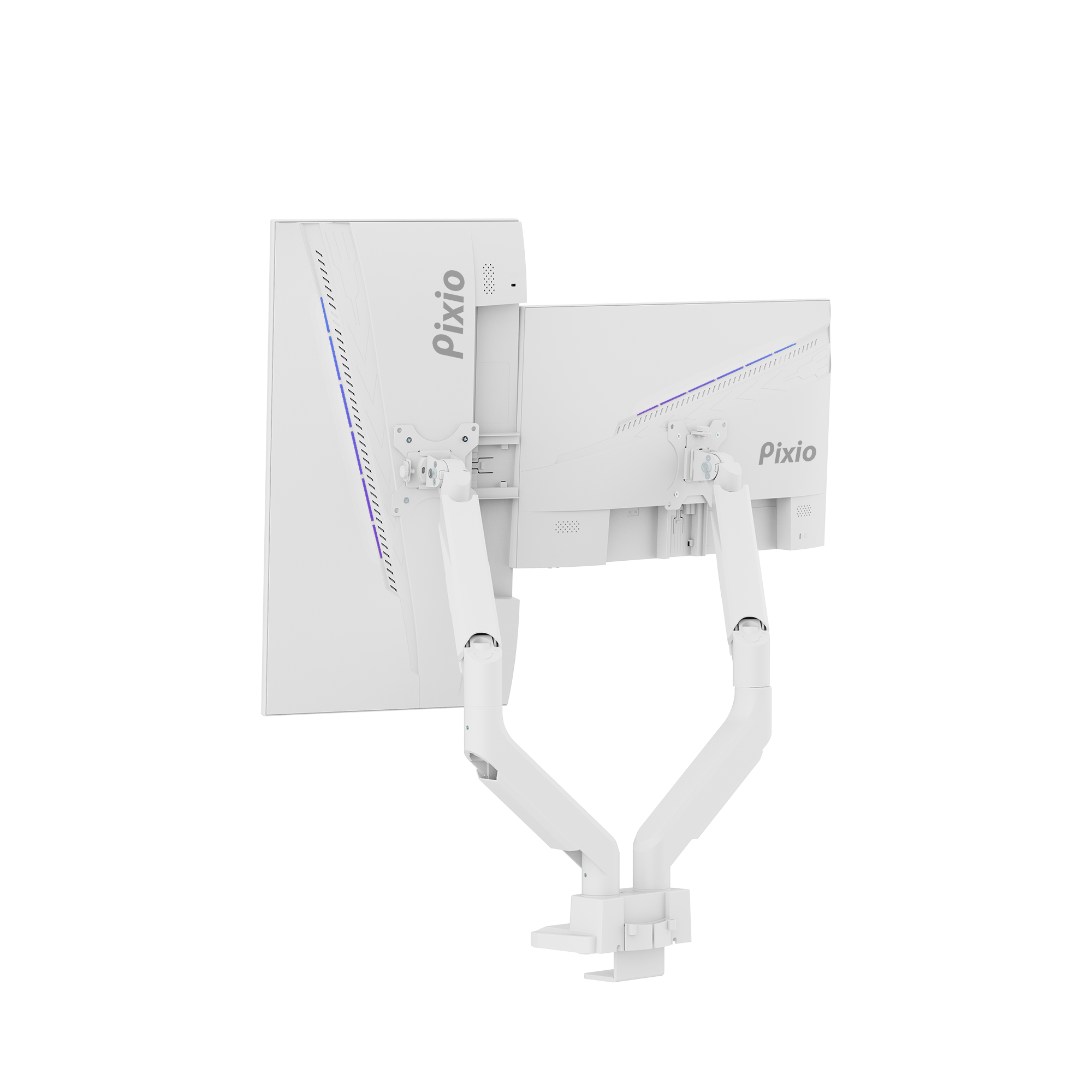 PS2D White Dual Monitor Arm Mount