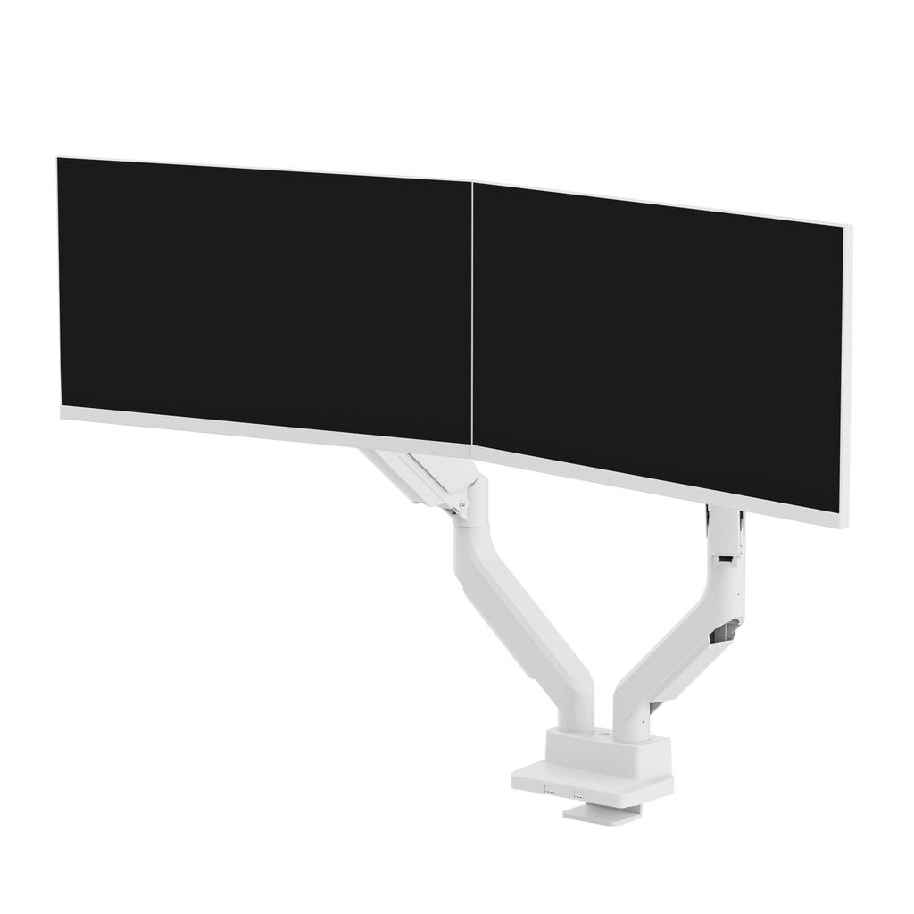 PS2D White Dual Monitor Arm Mount
