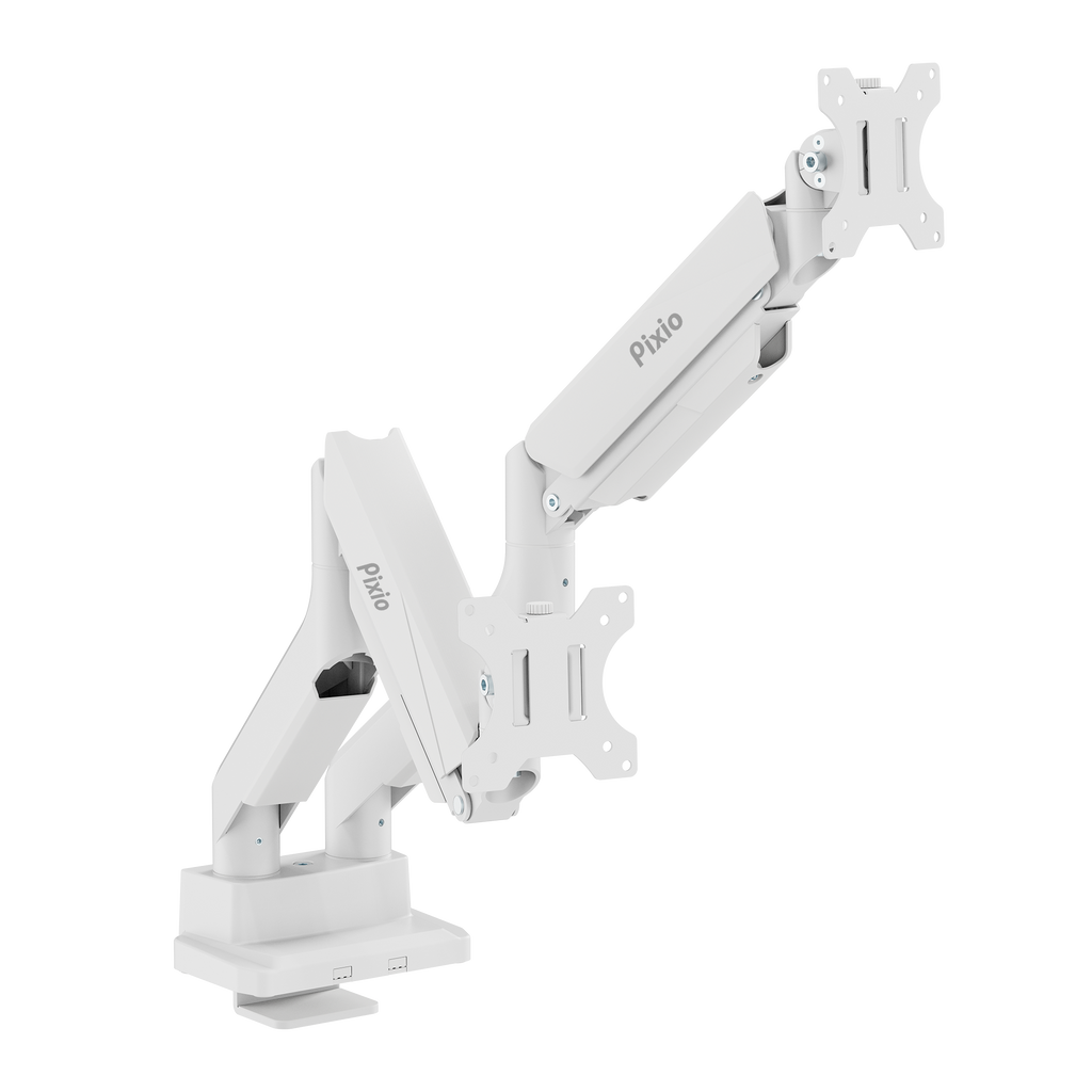 PS2D White Dual Monitor Arm Mount - Certified Refurbished