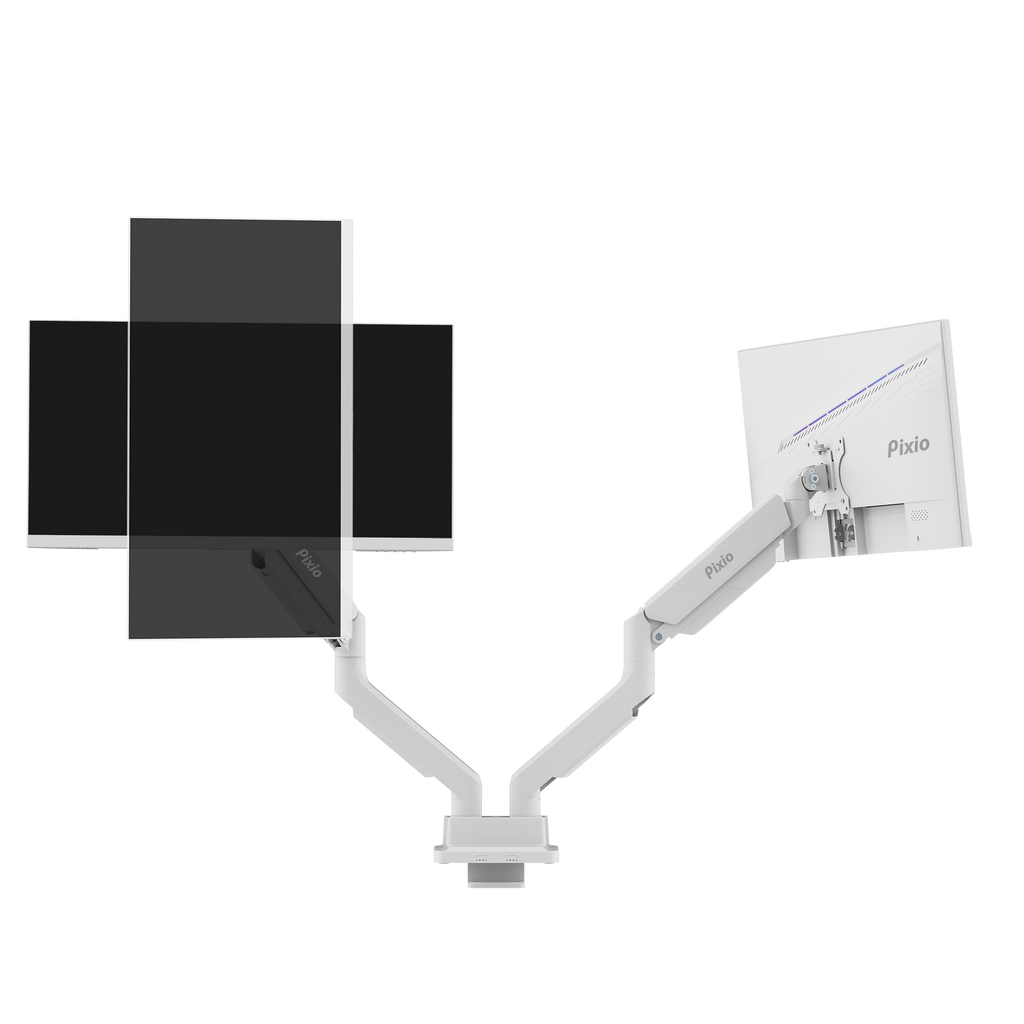 PS2D White Dual Monitor Arm Mount