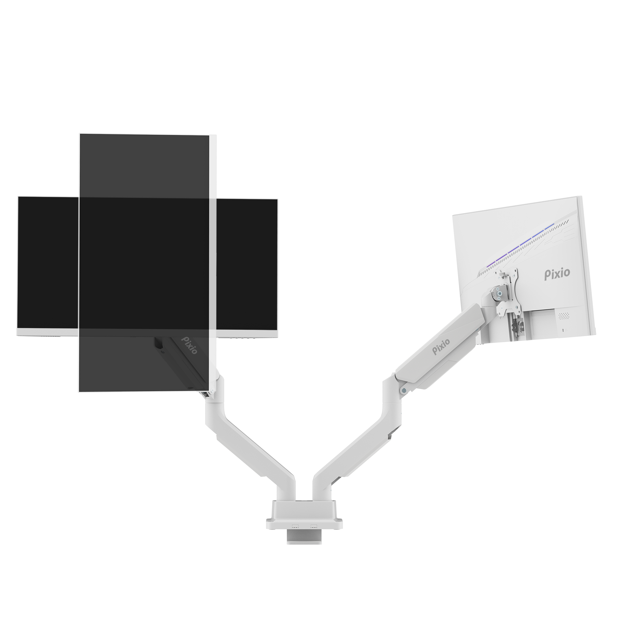 PS2D White Dual Monitor Arm Mount