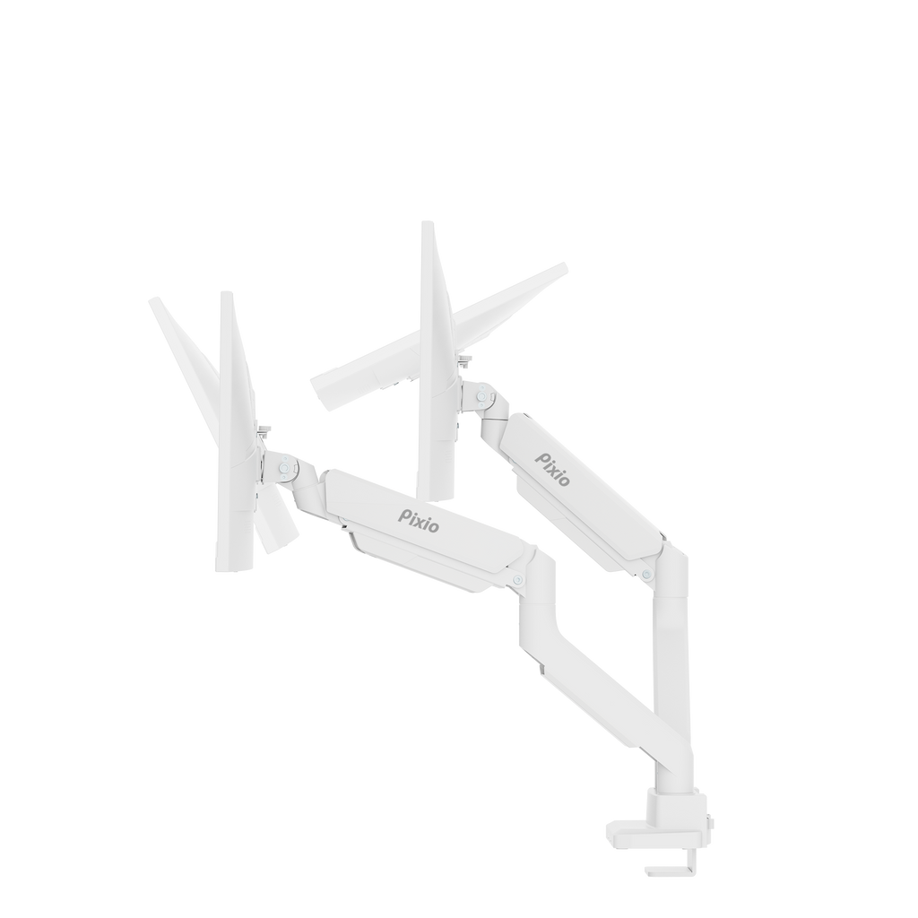 PS2D White Dual Monitor Arm Mount