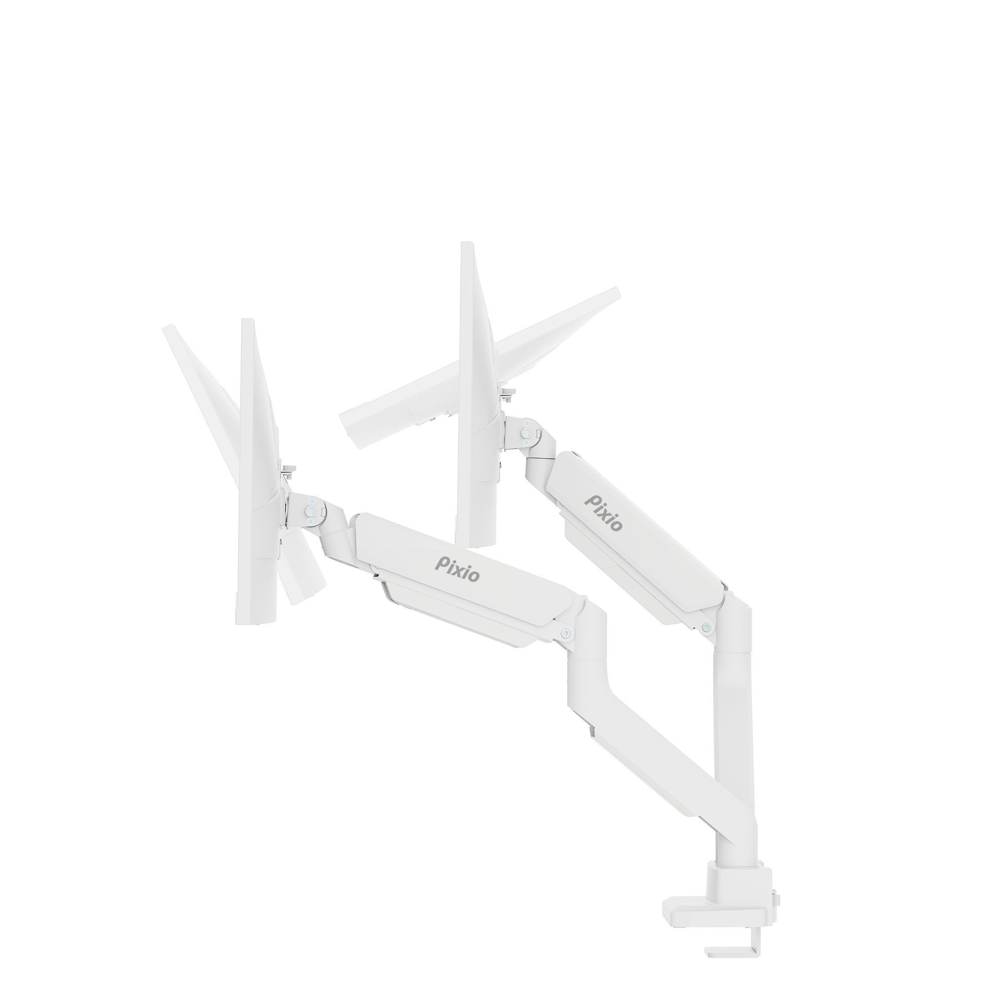 PS2D White Dual Monitor Arm Mount