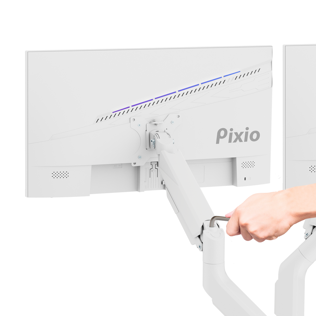 PS2D White Dual Monitor Arm Mount