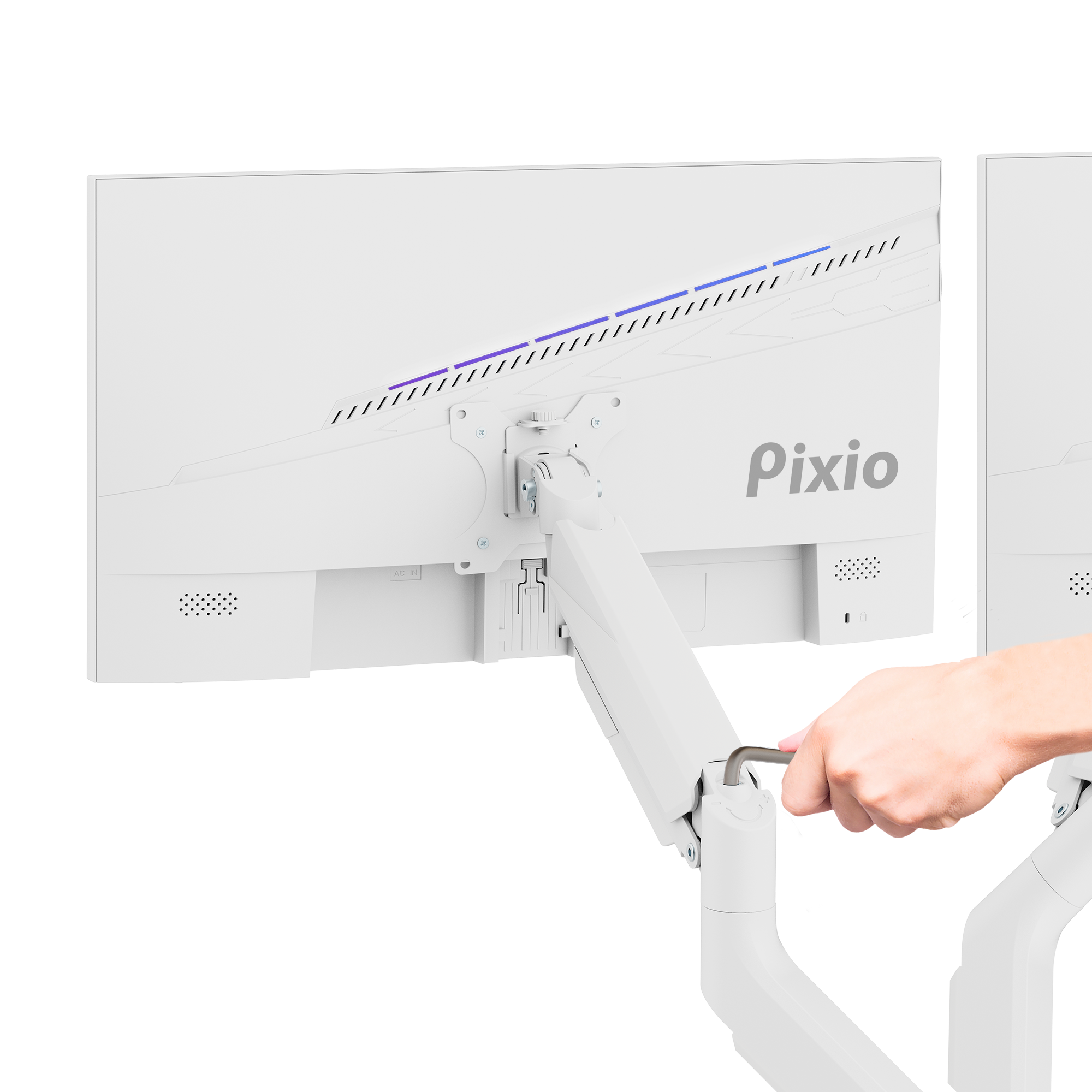 PS2D White Dual Monitor Arm Mount
