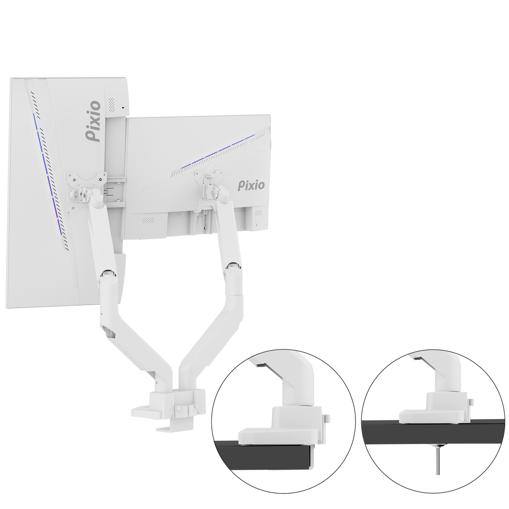 PS2D White Dual Monitor Arm Mount - Certified Refurbished