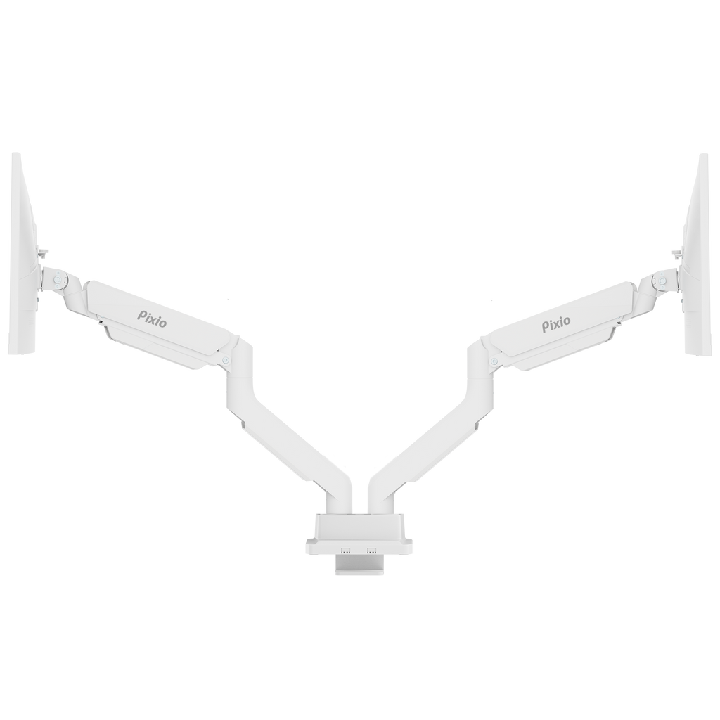 PS2D White Dual Monitor Arm Mount
