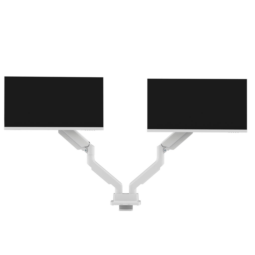 PS2D White Dual Monitor Arm Mount - Certified Refurbished