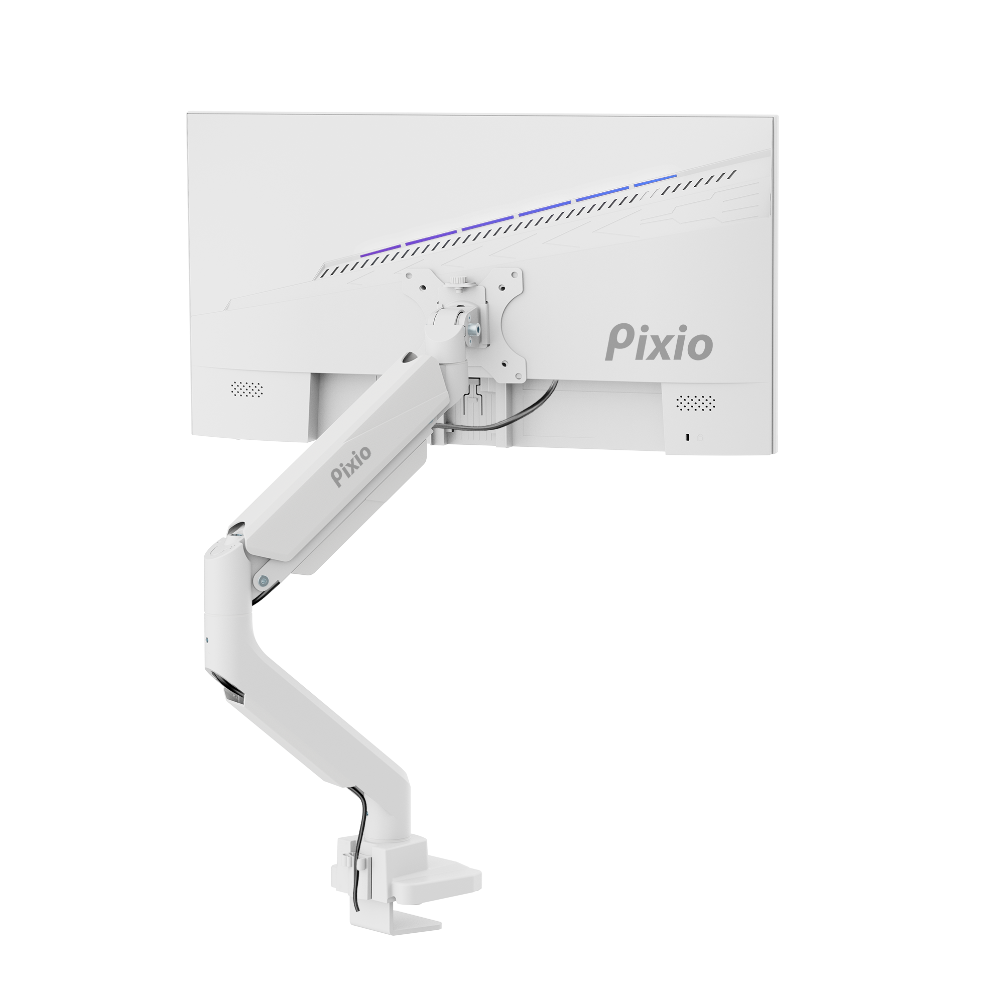 Pixio PS2SW | Premium Single White Monitor Gas Powered Spring Arm