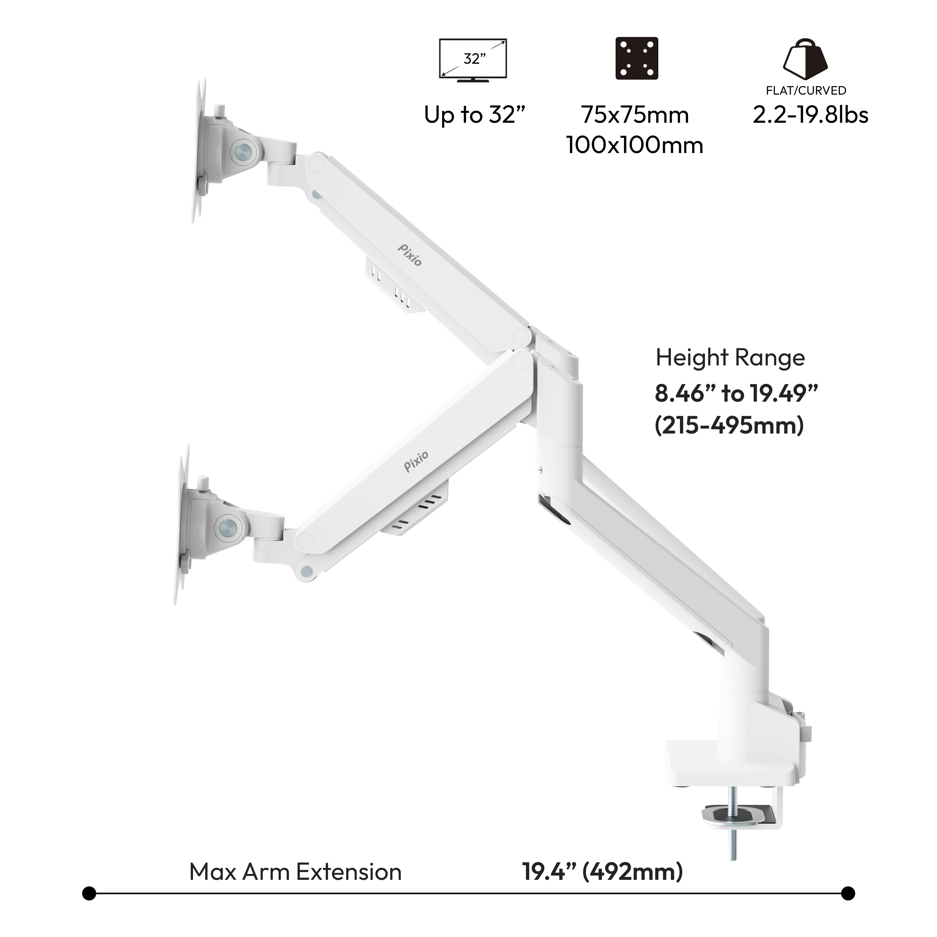 PS1D Wave Premium Dual Monitor Stand - Certified Refurbished