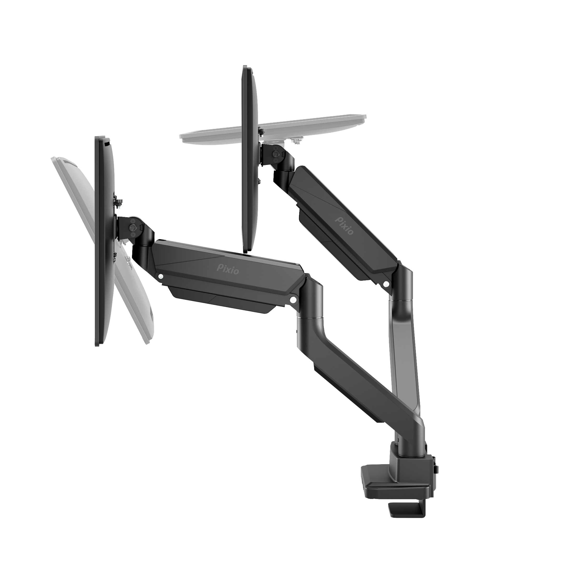 Pixio PS2D | Premium Dual Monitor Gas Powered Spring Arm Stand