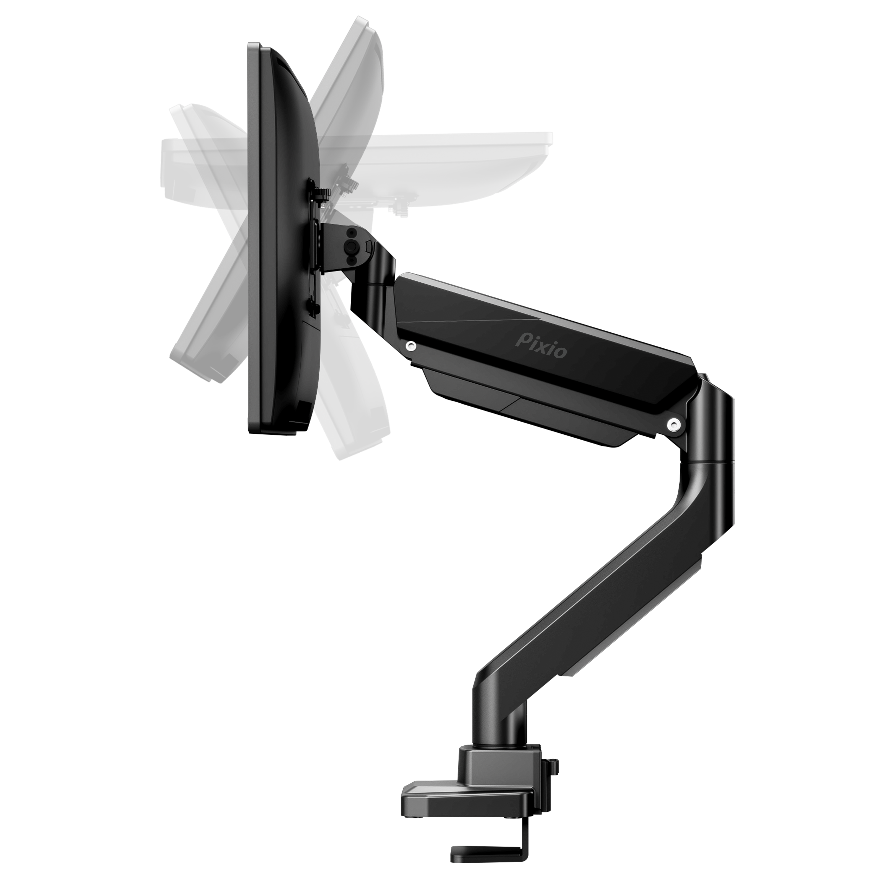 Pixio PS2S Heavy-Duty Premium Gas-Spring Single-Monitor Arm for Monitors Up to 49 with Full-Articulation, Black